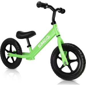 SIMEIQI 12" Balance Bike for Boys Girls 2 3 4 5 Years Old No Pedal Walking Balance Training Sports Bicycle for Kids Toddlers (Green)