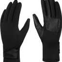 Winter Gloves for Women - Touchscreen Spandex Fleece Lining Cold Weather Gloves Anti-slip Driving Gloves (Black)
