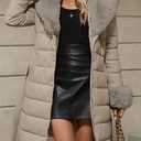 Bellivera Women's Winter Puffer Jacket Cold-Resistant Patchwork Plush Lining Coat with Removable Fur Collar Hooded and Belted (Medium, Beige 13)