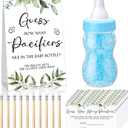 Roowest 512 Pcs Baby Shower Games Guess How Many Pacifiers Sign 100 Small Guessing Games 10 HB Pencils 750ml Milk Bottle 400 Acrylic Pacifiers Decoration for Guest Gender Reveal(Blue,Plant)