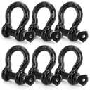 Bekith 6 Pack 1/2" D Ring Shackle 2.0 Ton (4,000 lbs) Capacity with Screw Pin, Heavy Duty D Shackles for Tow Strap, Winch, Off-Road Truck Vehicle Recovery, Black