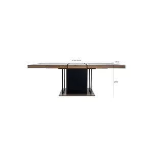 Rectangular retractable dining table, suitable for people aged 6-10, with a wooden black effect of 160-200cm