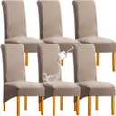 Waterproof XL/Oversized Dining Chair Cover, Parsons Chair Covers (Khaki, Set of 6(XL))