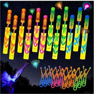 Slingshots Rocket Launcher for Kids, Finger Rocket Flying Copter with Led Lights- Flying Rockets Toys Summer Activities Camping Games Party Favor Gifts for Boys Girls Age 3+ (12 Pack)