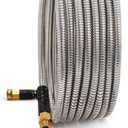 Cesun Ultra-Sturdy 25ft Metal Garden Hose - 304 Stainless Steel, Flexible & Kink-Free, UV Resistant, All-Weather, Includes High-Pressure Brass Nozzle - Ideal for Home & Outdoor Use