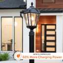 Gama Sonic Outdoor Solar Post Light, Black Aluminum, Royal Bulb, Rain Water Glass, Single Lamp with 3-inch Fitter for Lamp Posts Warm White LED, 98B012 (Upgraded Panel and Battery), Single Lamp Only - Post Mount