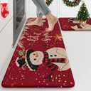KIMODE Anti Fatigue Kitchen Mats for Floor, Christmas Decor Kitchen Rugs Sets of 2, Cushioned Kitchen Floor Mats Non Slip, Red Rugs for Kitchen Floor Christmas Decorations Laundry Desk 17"x47"+17"x29"
