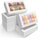 UXPEYIC 30 Pack Macaron Boxes for 12, Macaron Gift Box with Clear Window, White Pastry Bakery Boxes, Baked Goods Packaging Container for Cookies, Chocolate, Truffles Desserts, Muffins