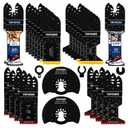28 PCS Oscillating Saw Blades Quick Release Saw Blades Titanium Multitool Blades for Cutting Wood Plastics Metal, Oscillating Tool Blades Kits Compatible with Dewalt, Bosch, Milwaukee