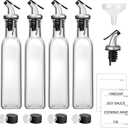 GMISUN Oil Dispenser Bottle for Kitchen, Olive Oil Dispenser Bottle 8oz, Cooking Oil and Vinegar Dispenser Set 4Pack, Olive Oil Decanter Container with Oil Pourer Spout, Funnel & Labels (Clear)
