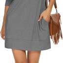 PrinStory Women's Casual Sweater Dresses Fall Winter Crewneck Loose Fit Pullover Tunic Dress with Side Pockets for Work S-4XL (XL)