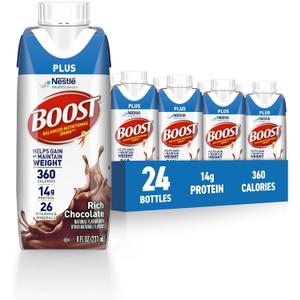 BOOST Plus Nutritional Drink, Rich Chocolate, 8 fl oz (Pack of 24)