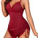Avidlove Womens Lingerie Ruched Modal Nightgowns for Women Sexy Night Gowns Side Drawstring Sexy Babydoll Chemise Sleep Dress M