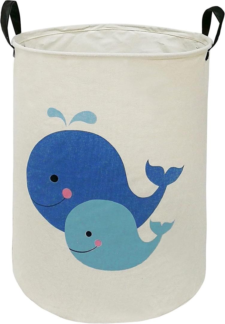 MAIZMZ Kids Hamper Baby Laundry Basket Gift Toy Box Storage Nursery Bins Waterproof Organizer Large Canvas Collapsible Chest for Home/Dorm/Kitchen/Pet/Office/Closet/Shelf/Room Decor (Whale)