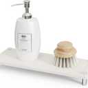 Kitchen Sink Caddy Water Absorbing Stone Tray For Sink, Diatomite Bathroom Countertop Tray Organizer, Faucet Stone Drying Mat Coaster Soap Dish Sponge Dispenser Holder (White)