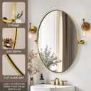 MOON MIRROR Gold Oval Mirror, Oval Pivot Mirror for Bathroom, Brass Oval Vanity Mirror for Wall, Oval Mirror for Bathroom, Brushed Gold Tilting Bathroom Pivoting Mirror(Overall 25.37" x 30")