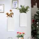 Wall Planter for Indoor Plants, Wood Wall Decor Hanging Planter, Wall Vases for Decor Dried Flowers and Faux Greenery, Set of 2 Farmhouse Wall Vase for Living Room, Bedroom, White