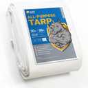 GUARD SHIELD Heavy Duty Tarp 30x30 Feet White Multi Purpose Thick Waterproof Poly Tarp Cover 10mil