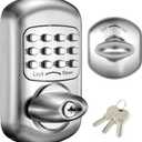 Bravex Keyless Deadbolt Keypad Entry Door Lock Zinc Alloy Sabbath Lock 100% Mechanical Shabbos Lock- No Risk of Low Power, Silver