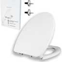 YNR Toilet Seat with Slow Close Hinges, Standard Elongated Toilet Seat with Non-slip Seat Bumpers, Easy to Install & Clean, Heavy Duty PP Material, Fits All Toilet Brands (Y6)