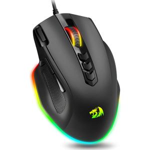 Redragon Wired Gaming Mouse, RGB Backlit Ergonomic Gamer Mouse Up to 8000 DPI, 11 Programmable Buttons & 7 Backlit Modes, Extra Sniper Button, Mouse Gamer for Windows PC Gamers, M614 (Black)