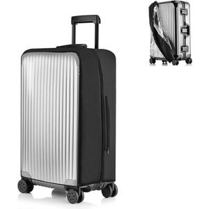 No Disassembly Suitcase Covers for Luggage - 28 Inch Clear Luggage Cover Protector, Black PVC Luggage Protector Suitcase Cover, clear/black, 28"