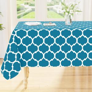 Smiry Square Table Cloth, Waterproof Vinyl Tablecloth with Flannel Backing for Square Tables, Wipeable Spillproof Plastic Tablecloths for Dining, Camping, Indoor and Outdoor (54"x54", Teal)