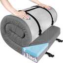 Memory Foam Camping Mattress Pad 3 Inch Thick, Portable Sleeping Pad with Waterproof Cover, Portable Roll Up Cot Mattress Pad Floor Mat for Travel Truck Bed Tent, Cot:72*24*3