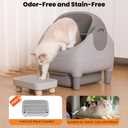Upgraded Automatic Litter Box Self Cleaning, with Raised Step, Open Top Large Capacity for Multiple Cats, Odor Control & Safety Protection & Smart App Control & Health Monitoring & Quiet Operation