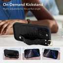 OOK Compatible with iPhone 16 Pro Max Case with Wrist Stand for Women Girls, Black Leopard Cheetah TPU Shockproof Protection Silm Silicone Kickstand Upgraded Cover, for 6.9inch