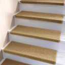 Bullnose Carpet Stair Treads, Non Slip Stair Treads for Wooden Steps Indoor, Stair Runner, Soft Stair Rugs, Edging Stair Protectors, Washable, 29.5"x9.5"x1.5" 14pcs, Beige