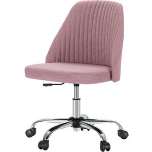 Yapamar Modern Fabric Armless Adjustable Swivel Office Desk Chairs with Wheels - Pink Yapamar Modern Fabric Armless Adjustable Swivel Office Desk Chairs with Wheels - Pink
