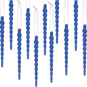 30 Pcs Christmas Plastic Icicle Twisted Plastic Icicle Ornaments Christmas Tree Hanging Decoration and Holiday Xmas Party Wedding Hanging(5.12 Inch,Blue)