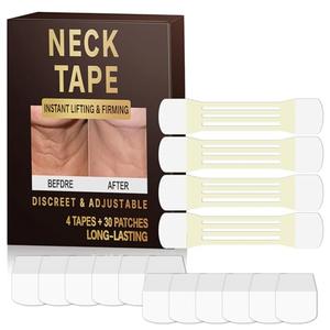 Neck Tape Lifting Invisible - 30PCS Instant Lift for Sagging Skin & Wrinkles, Hypoallergenic Neck Behind Lift Tape for All Skin Types (4 Elastic Bands + 30 Replacement patches)