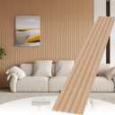 POHARE WPC Slat Wall Paneling,8-Pack 3D WPC Wood Wall Panels,Acoustic Wall Panels for Interior Wall Decor,Living Room,Bedroom,Oak,95 x 6 in
