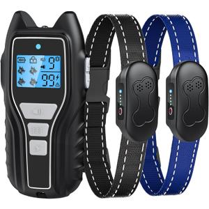 Shock Collar for Dogs 2 Dogs (15-120lbs) 2000FT Dog Shock Collar with Remote Control IPX7 Waterproof Dog Training Collar with Remote 4 Safe Modes Rechargeable Lock Flash Light for All Breeds Clear