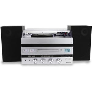 Victor VDTS-5400 Geneva 5-in-1 Music Center with Bluetooth, CD Player, FM Radio, USB Playback, Aux Input, Remote Control, and Detached Stereo Speakers  Perfect for Home Music Lovers