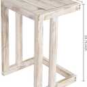 MyGift Shabby Whitewashed Wood C Shaped Side Table End Table, Under The Couch TV Table for Living Room
