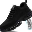 Steel Toe Shoes for Men Work Shoes Lightweight Safety Sneakers with Kevlar Puncture Resistant Midsole for Construction Warehouse Work (10.5, Black-3033)