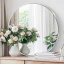 Round Mirror 30 inch Silver, Circle Mirror, Brushed Nickel, Chrome