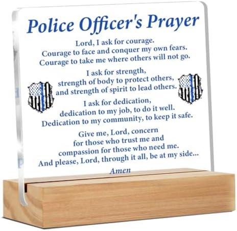 Police Gifts, Police Officer Gifts for Men Women, Police Graduation Gifts, Law Enforcement Gifts, Police Officer Prayer Clear Desk Decorative Sign Police Office Acrylic Decor Pack Of 2