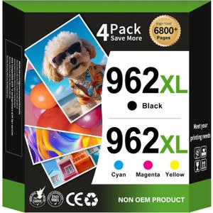 EaseFusion 962XL Ink Cartridges Combo Pack Replacement for HP 962 HP 962XL Ink Cartridges Work for HP Officejet Pro 9015e 9010 9025e 9010e 9012 9015 9018 9020 Printers for HP 962XL Ink (4 Pack)