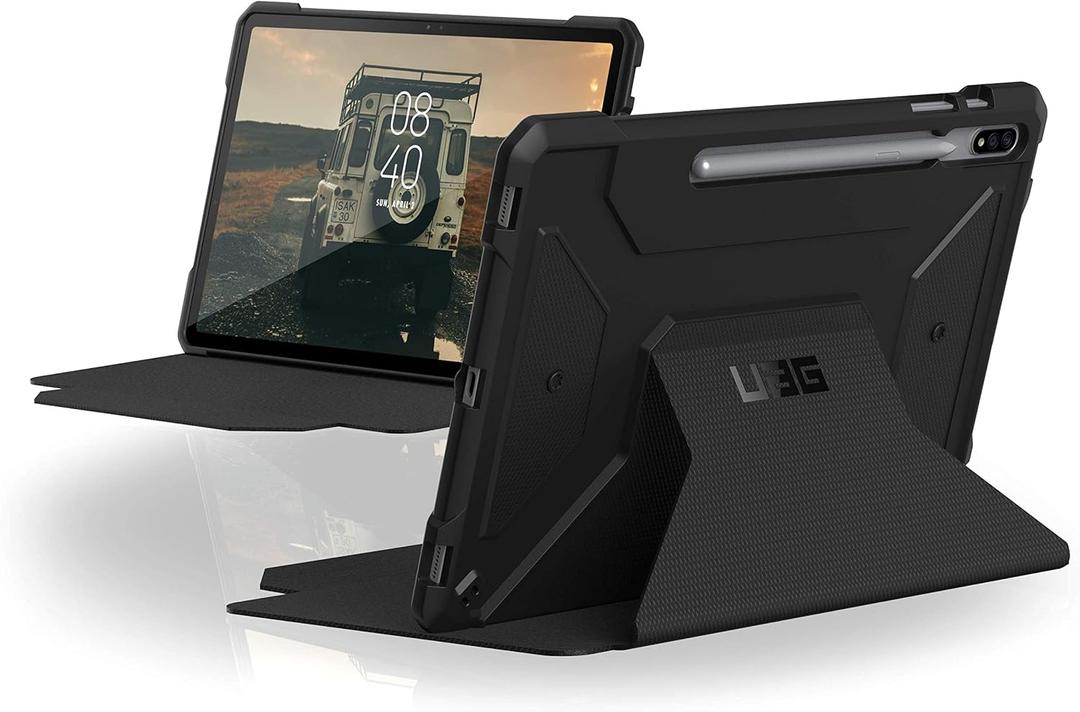 URBAN ARMOR GEAR UAG Designed for Samsung Galaxy Tab S7 Plus Case, 12.4-inch, Metropolis Folio Slim Heavy-Duty Tough Multi-Viewing Angles Stand Military Drop Tested Rugged Protective Cover, Black