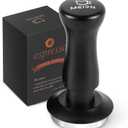 MEION Espresso Tamper 53.3mm Coffee Tamper, Calibrated Dual Spring Loaded Barista Tamper with Stainless Steel Base, Comes with aluminum storage pad (53.3MM, Black)
