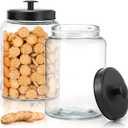 2 Pack Large Glass Jars with Metal Lid, 1 Gallon Clear Cookie Candy Jar, 125 OZ Airtight Food Storage Container, Empty Canister Set for Kitchen Counter, Pasta, Dog Treats, Snacks, 3.7 L