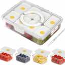 Premium Leak-Proof Snackle Box Container with 8 Clear Compartments & 8 Airtight Lids | Portable Clear Snack Tray with Lid & Handle | Divided Serving Tray for Fruits, Snacks, Sauces, Veggie & More