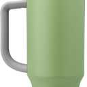 Owala Stainless Steel Triple Layer Insulated Travel Tumbler with Spill Resistant Lid, Straw, and Carry Handle, BPA Free, 40 oz, Green (Brave Adventures)