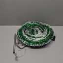 5 FT Pop Up Christmas Tree with Timer Lights and Decorations, Green Tinsel Artificial Christmas Tree with 24 Balls Ornaments, Collapsible Pencil Tree for Xmas Home Office Party Decor (Green - White Edges)