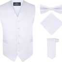 S.H. Churchill & Co. Men's 4 Piece Vest Set, with Bow Tie, Neck Tie & Pocket Hankie S