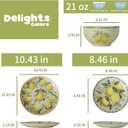12-Piece Ceramic Dinnerware Set for 4, Lemon Mosaic Printed Plates and Bowls Set, Mediterranean Style Matte Stoneware Tableware for Home Dining & Gifting, Microwave & Dishwasher Safe, Large